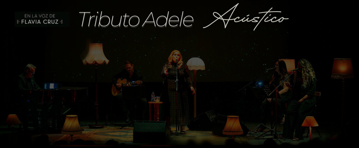 Tributo Adele Acústico, en la voz de Flavia Cruz, escenario iluminado en Tenerife.