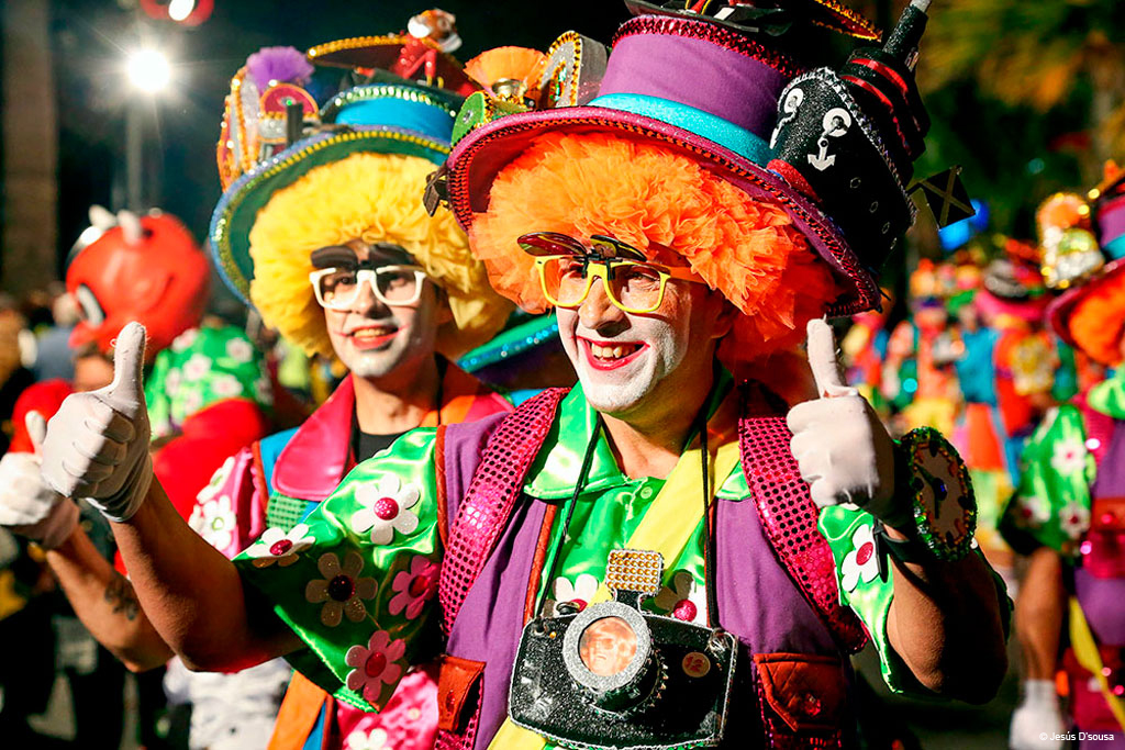 Personne en costume coloré pendant le carnaval à Santa Cruz de Tenerife.