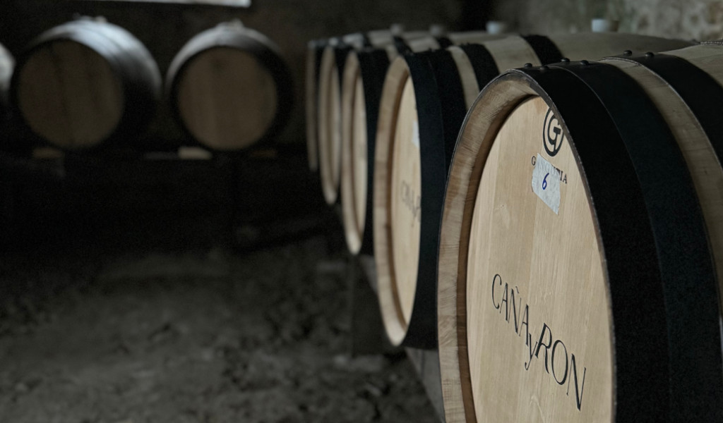 Des fûts de rhum Cañarón dans un domaine viticole à Tenerife.