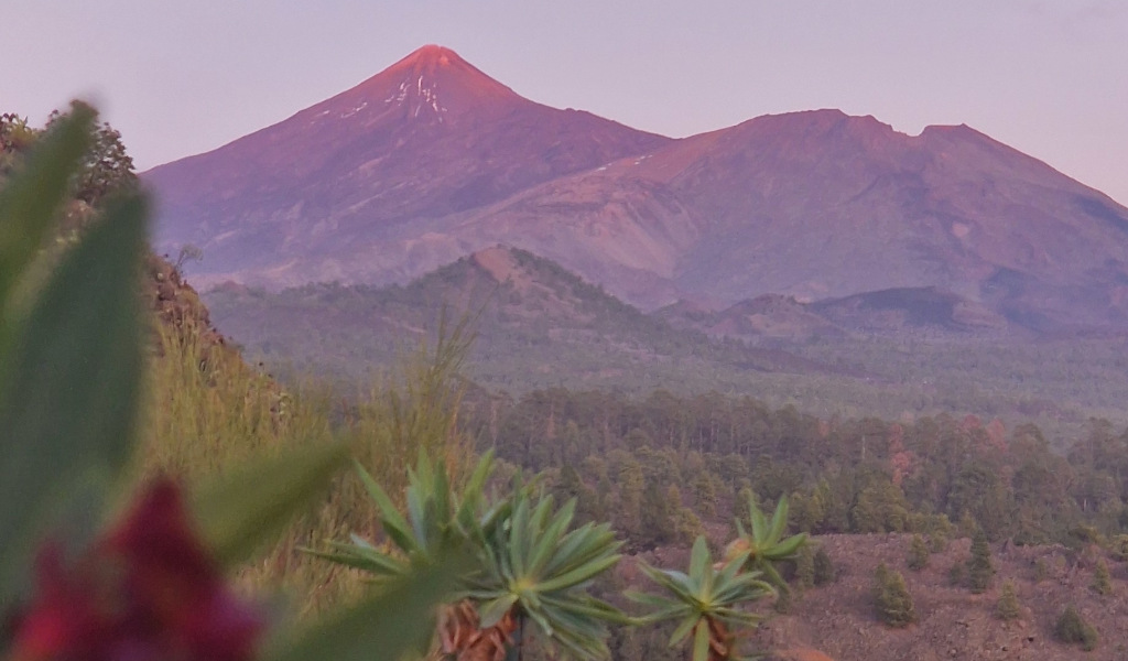Vue du mont Teide et du paysage naturel de Tenerife au coucher du soleil.