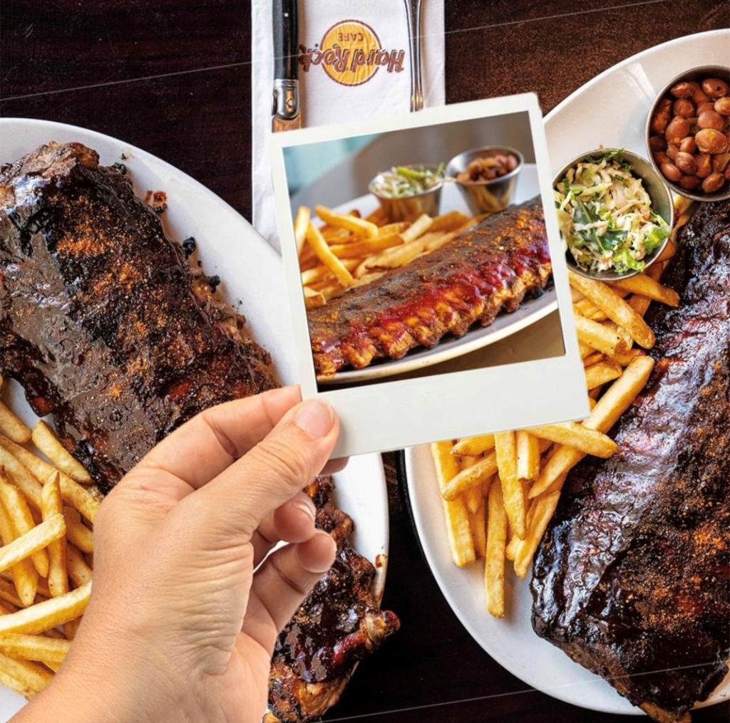 Côtes levées avec frites et salade au Hard Rock Café Tenerife.