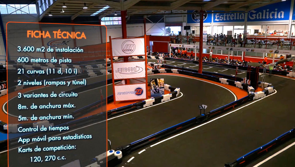 Le karting à Tenerife avec 600 m de piste, 21 virages, 2 niveaux et 3 variantes de circuit.