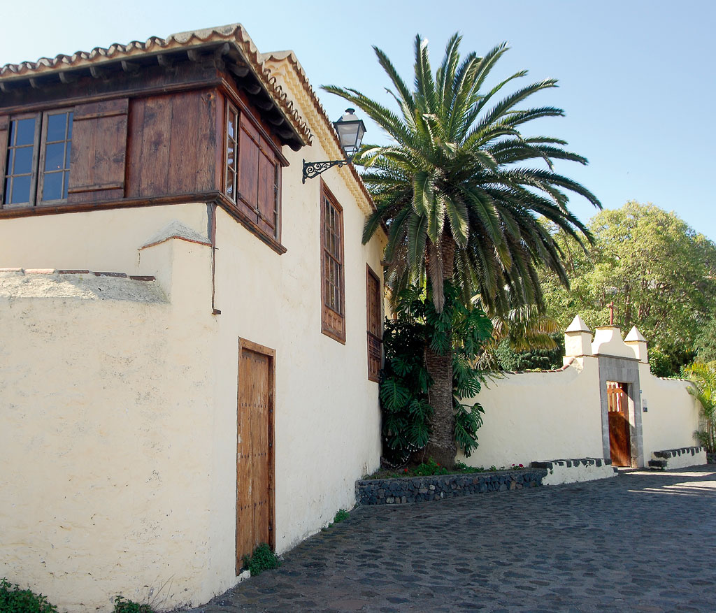 Maison canarienne traditionnelle avec palmier à Tenerife.